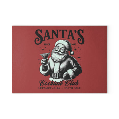 Santa’s Cocktail Club Glass Cutting Board — Festive Christmas Kitchen Decor