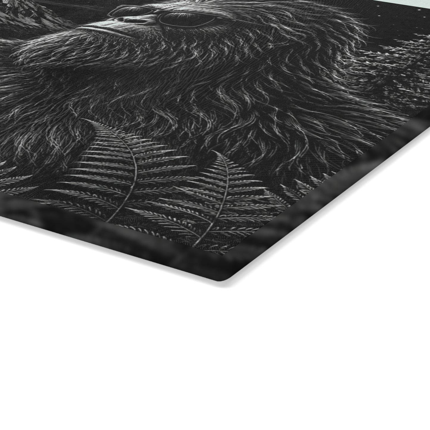 Glass Cutting Board — Sasquatch Forest Moon Design
