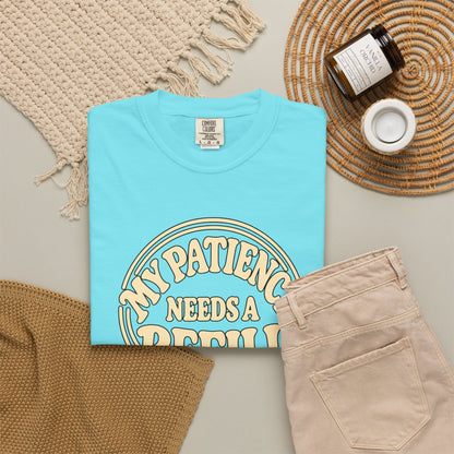 T-Shirt — “My Patience Needs a Refill” Retro Graphic Tee