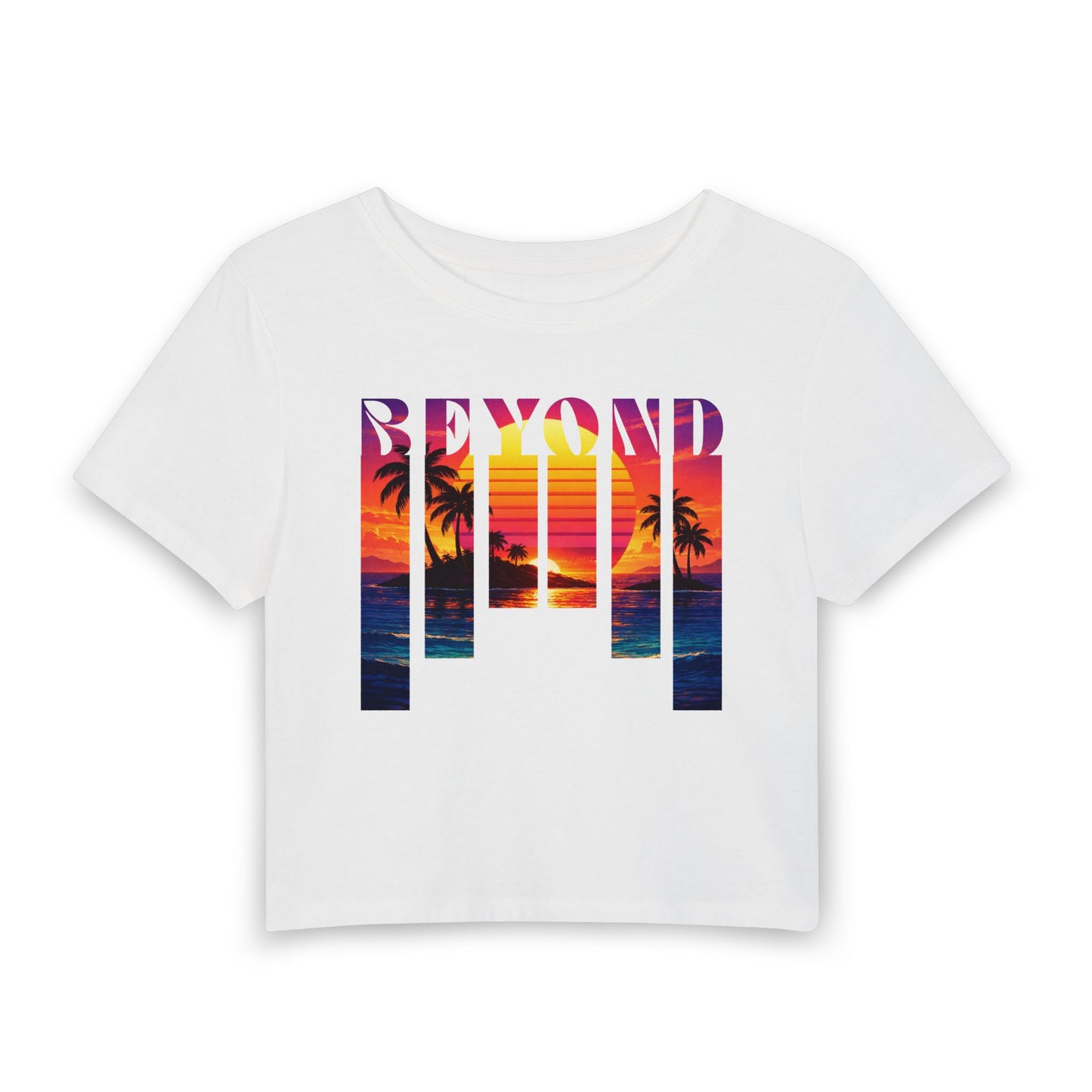 Beyond Summer Tee, Tropical Sunset Palm Graphic Shirt