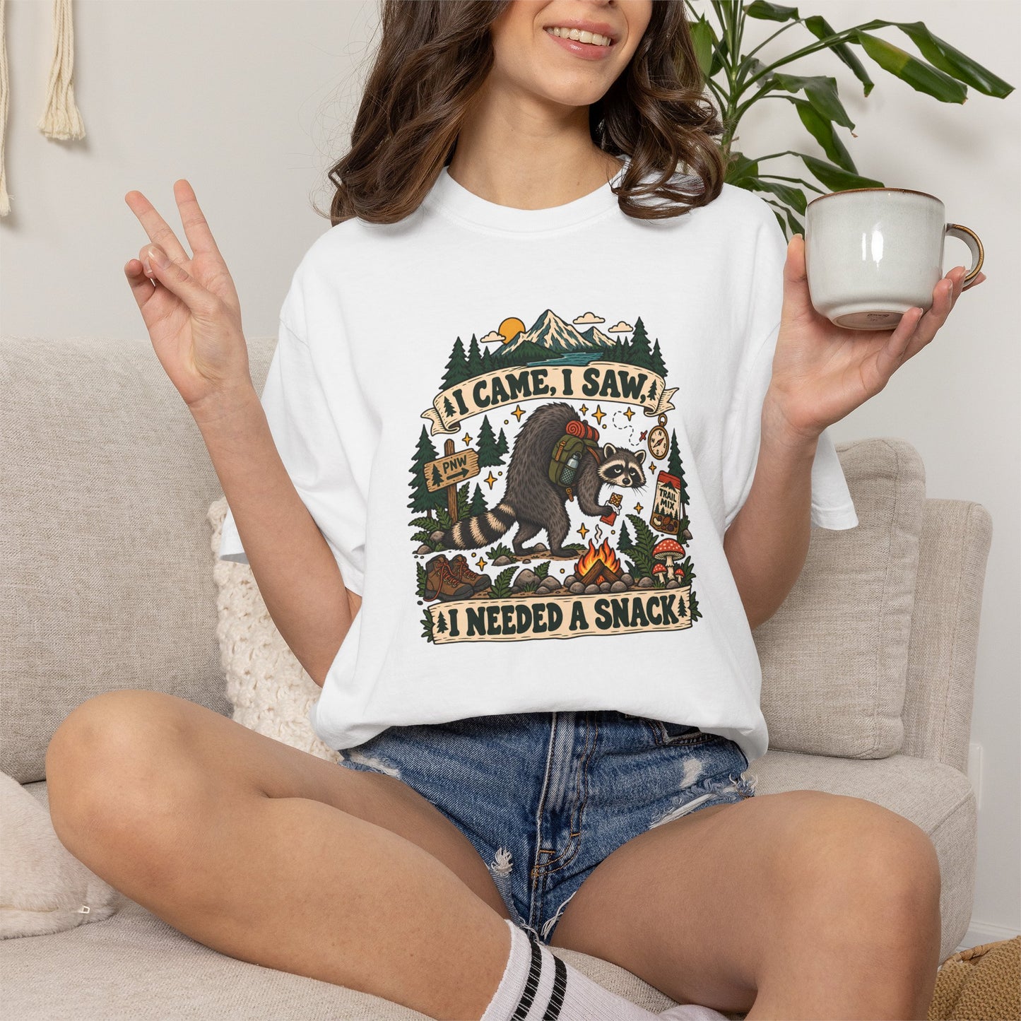 T-Shirt - 'I Came, I Saw, I Needed a Snack' Bear Camping Graphic