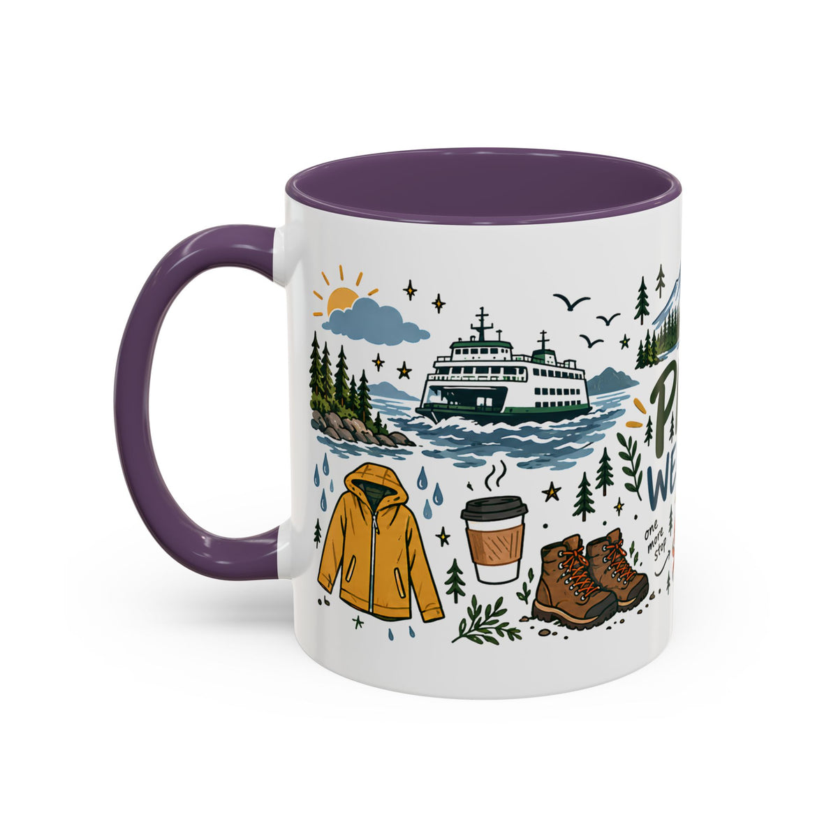 PNW Weekend Accent Coffee Mug — Pacific Northwest Adventure Travel Design (11/15 oz)