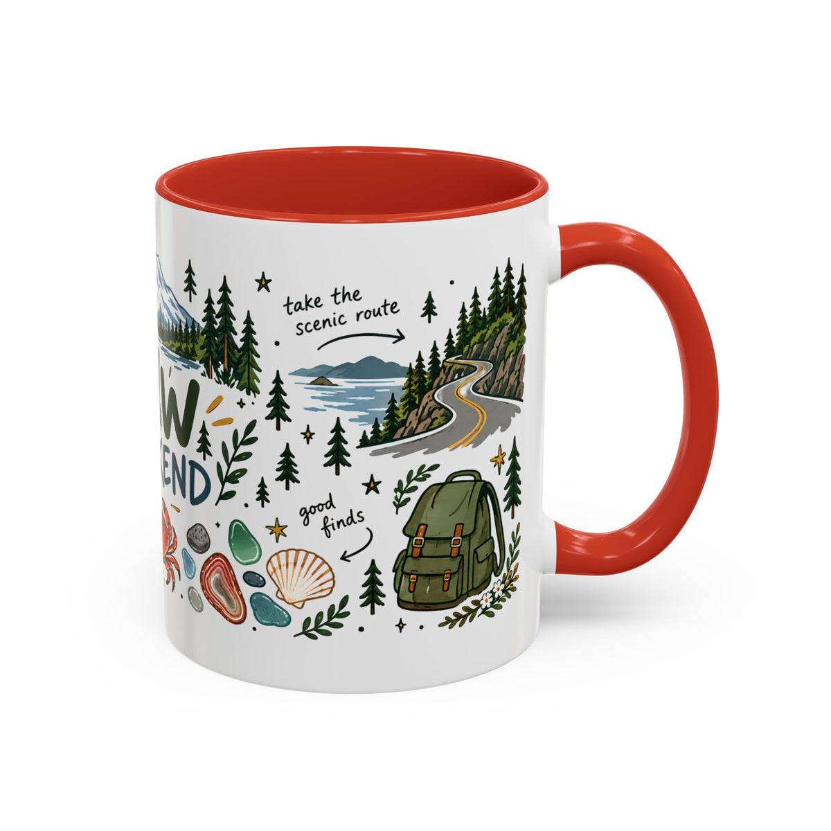PNW Weekend Accent Coffee Mug — Pacific Northwest Adventure Travel Design (11/15 oz)