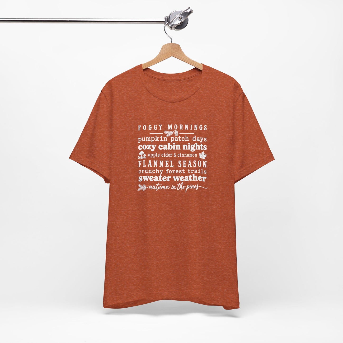 Fall Vibes Tee — "Foggy Mornings, Pumpkin Patch Days" Autumn Graphic Shirt