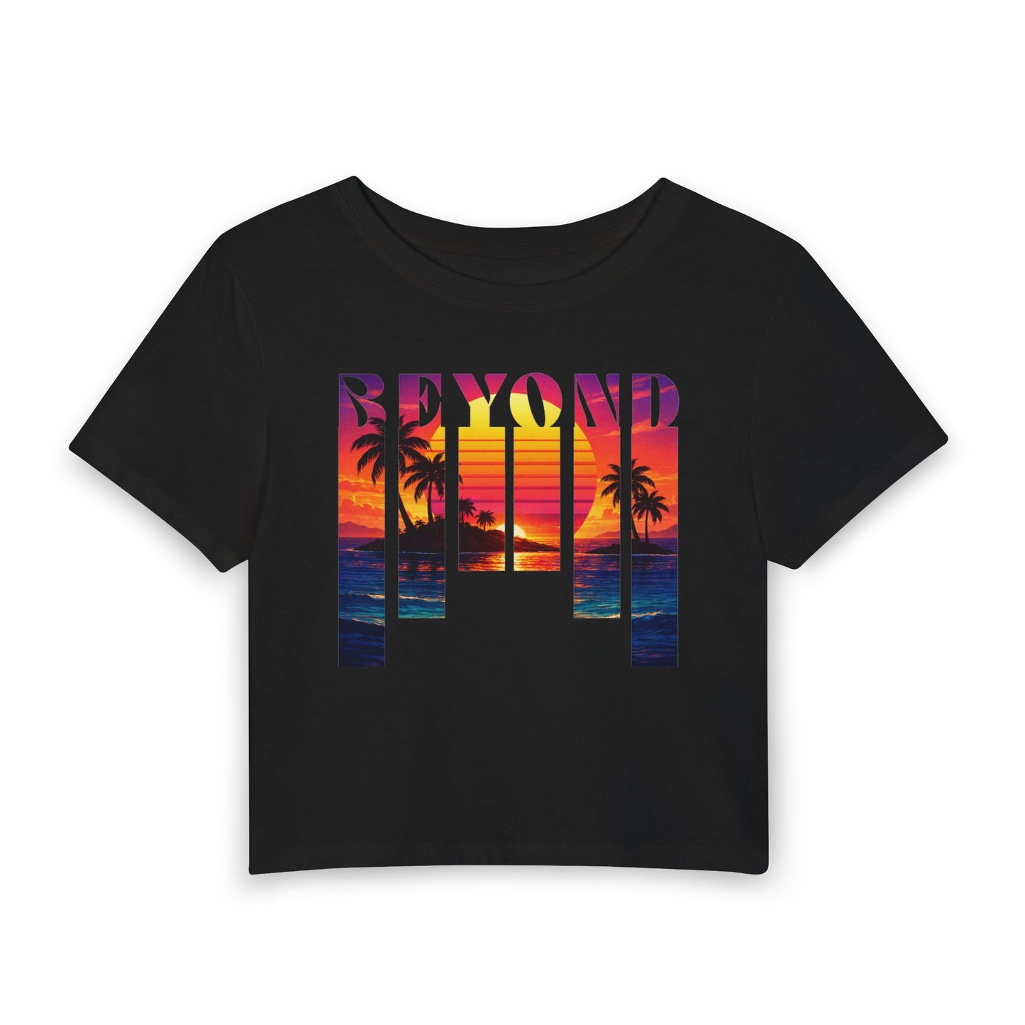 Beyond Summer Tee, Tropical Sunset Palm Graphic Shirt