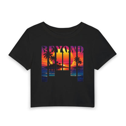 Beyond Summer Tee, Tropical Sunset Palm Graphic Shirt