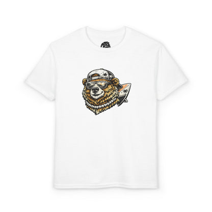 Surfing Bear Youth T-Shirt — Cute Surfing Bear Graphic Tee for Kids