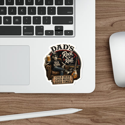 Dad's Rock 'n' Roll Skull Guitar Beer Die-Cut Sticker