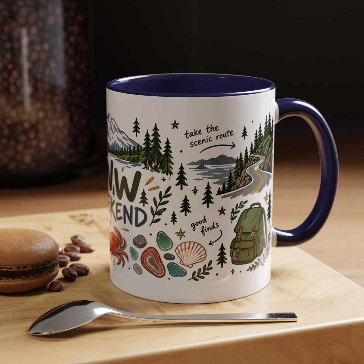 PNW Weekend Accent Coffee Mug — Pacific Northwest Adventure Travel Design (11/15 oz)