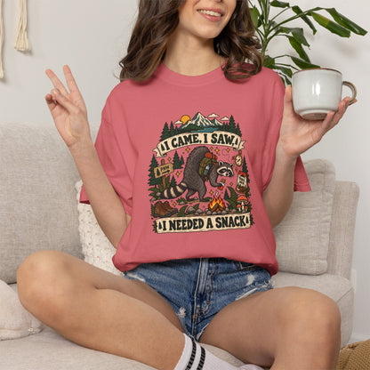 T-Shirt - 'I Came, I Saw, I Needed a Snack' Bear Camping Graphic
