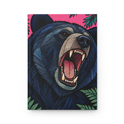Roaring Bear Hardcover Journal Pink Mountain Forest Notebook Lined Wildlife Nature Gift