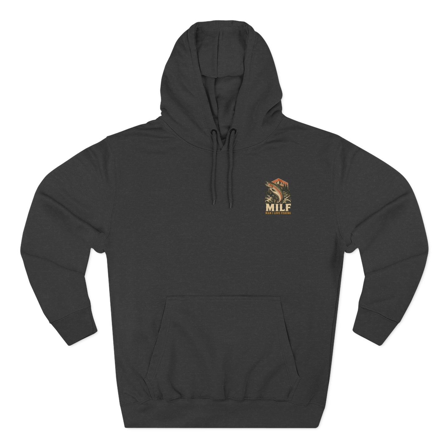 Fishing Hoodie — 'MILF (Man I Love Fishing)' Retro Trout Graphic