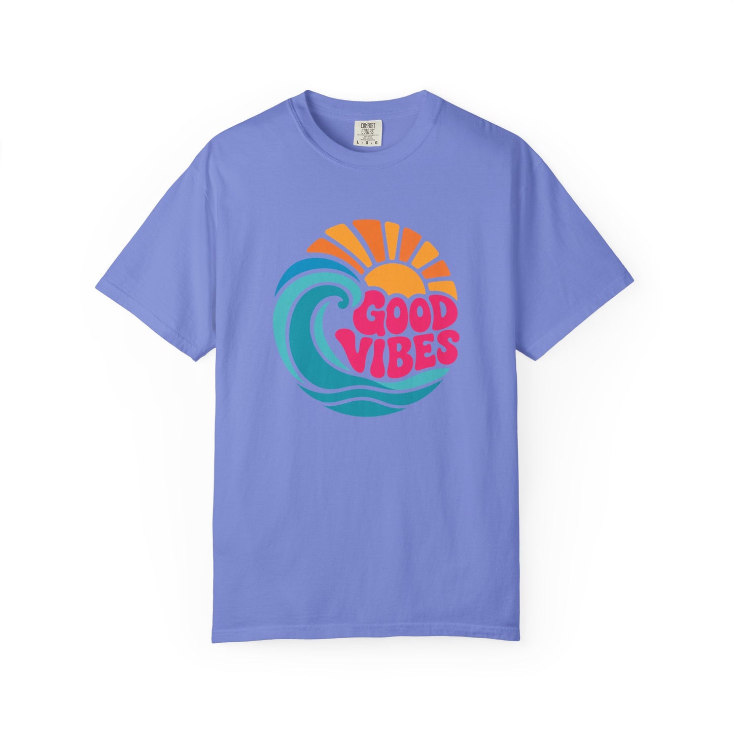 Good Vibes Ocean Retro Beach Graphic T-shirt | Summer Wave Coastal Vacation Tee