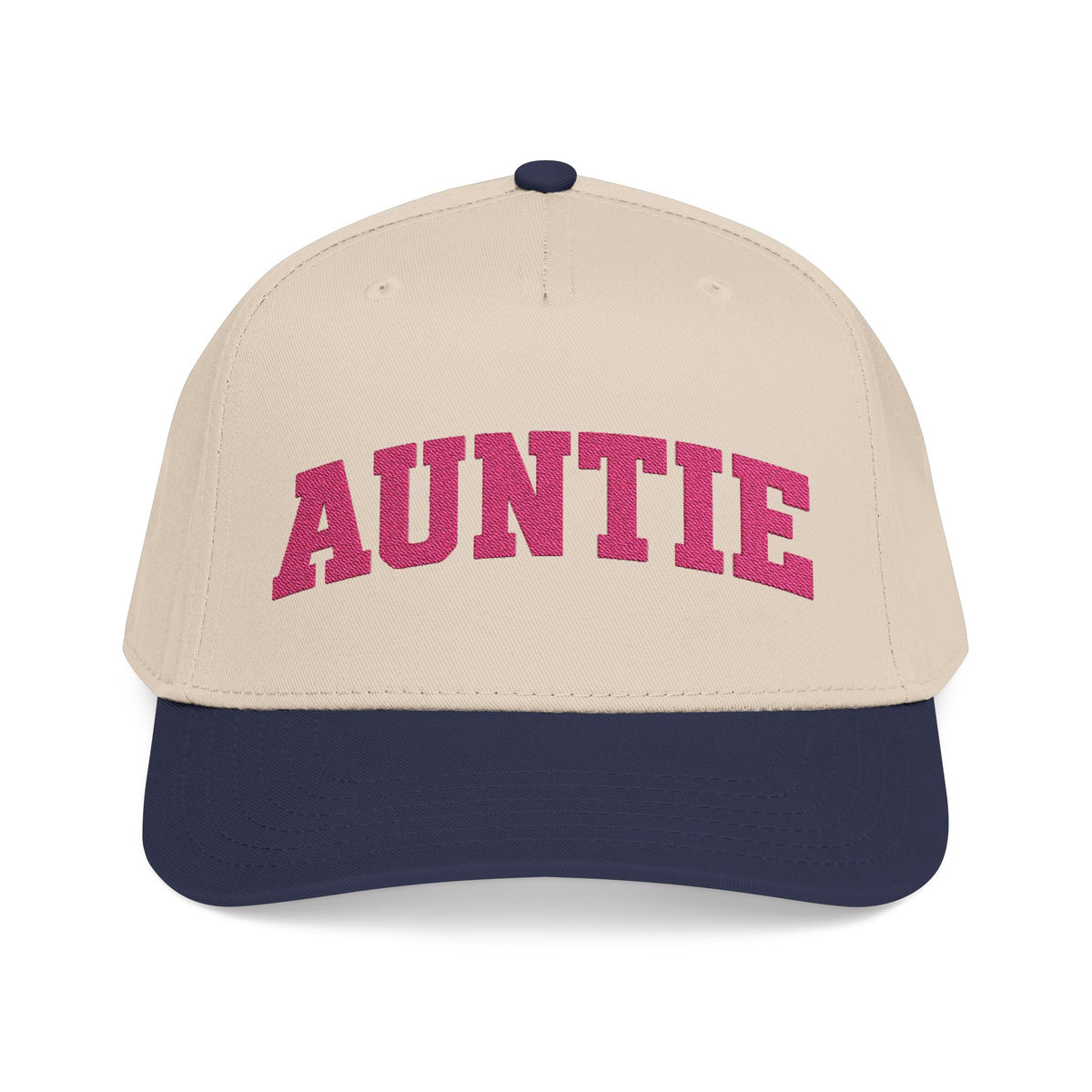 Auntie Baseball Cap — Pink Text Mid-Profile Hat