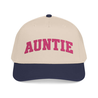Auntie Baseball Cap — Pink Text Mid-Profile Hat
