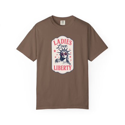 Ladies Love Liberty Statue of Liberty Tee — Fourth of July Independence Day
