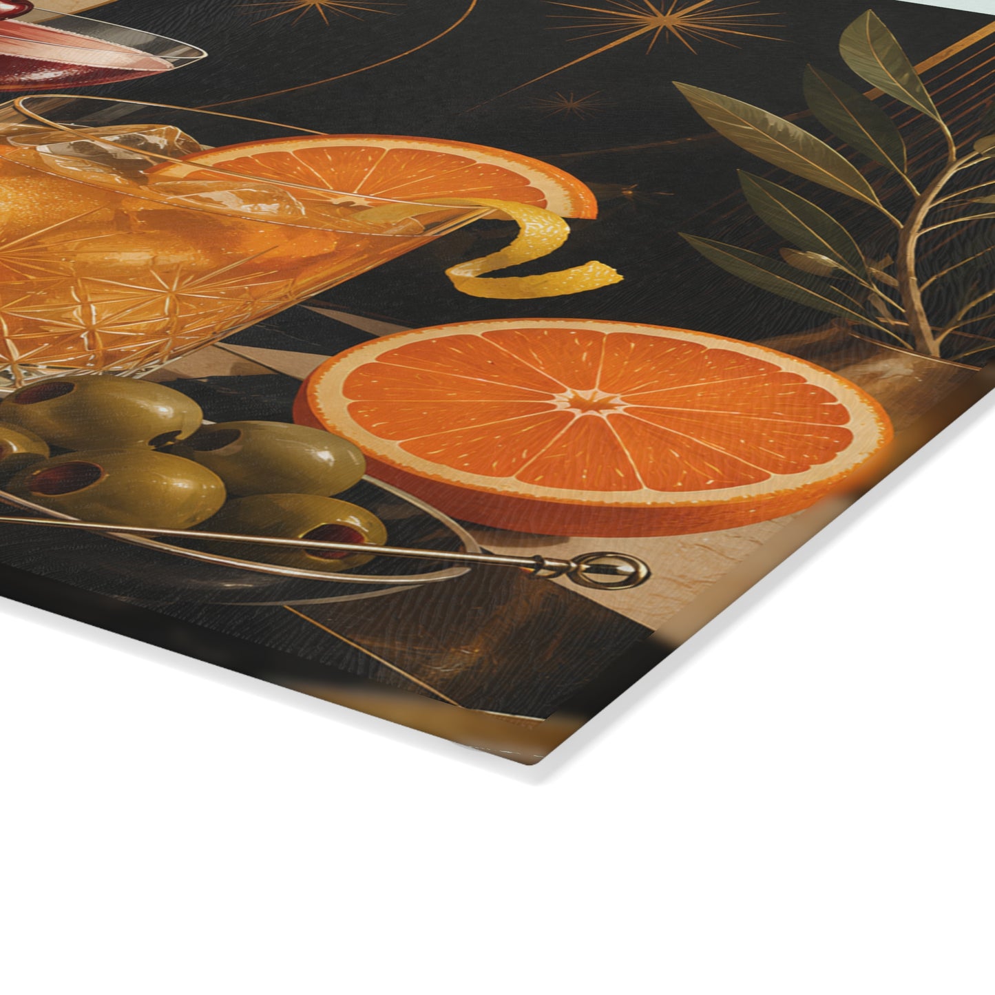 Cocktail Glass Cutting Board — Vintage Bar Art Glass Chopping Board