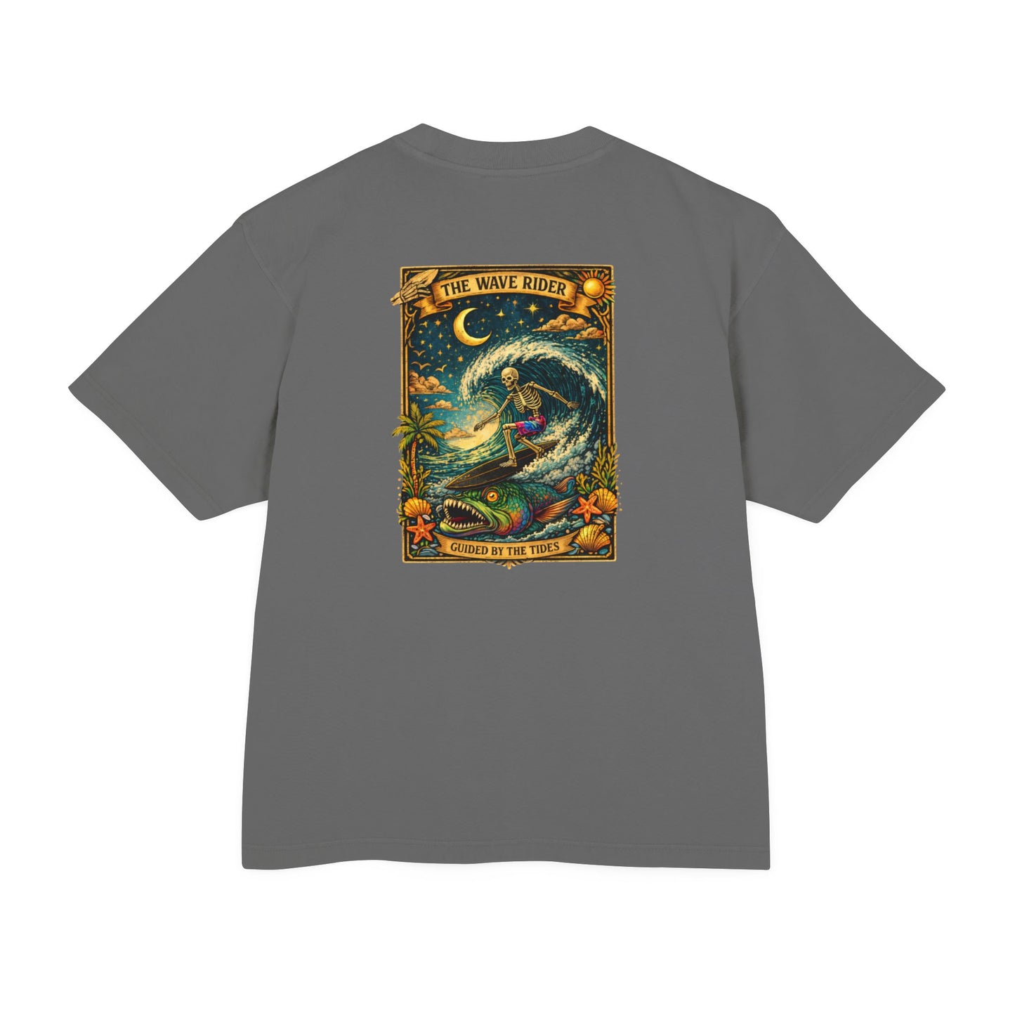 Wave Rider Surf Skeleton Tee — Retro Night Surf Graphic T-Shirt