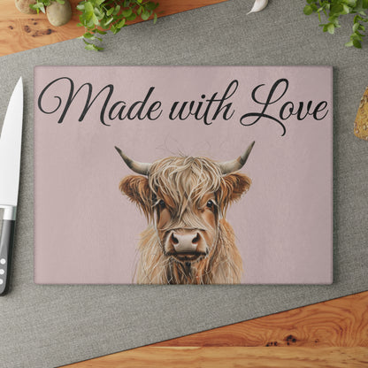 Highland Cow Personalized Glass Cutting Board | Kitchen Decor
