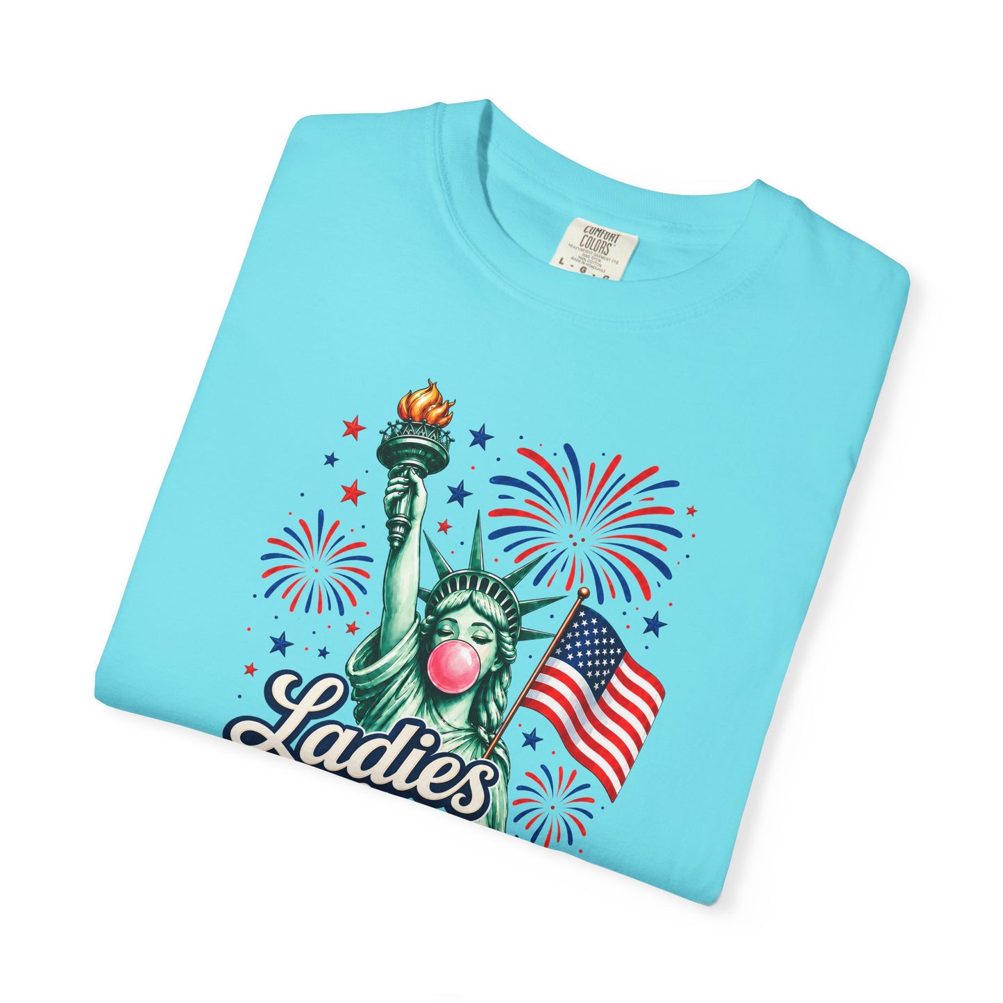 Ladies Love Liberty Statue of Liberty T-Shirt | American Flag Fireworks