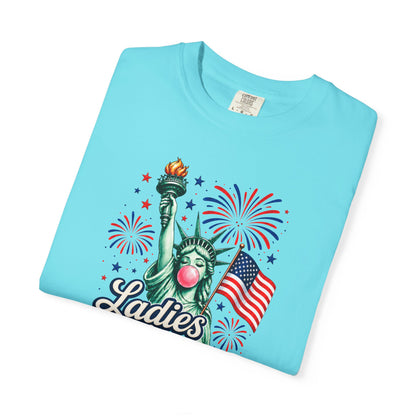 Ladies Love Liberty Statue of Liberty T-Shirt | American Flag Fireworks
