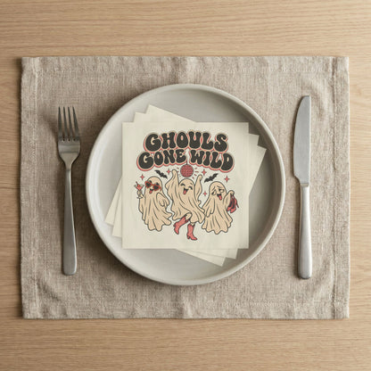 Ghouls Gone Wild Cocktail Napkins — Halloween Party Beverage Napkins