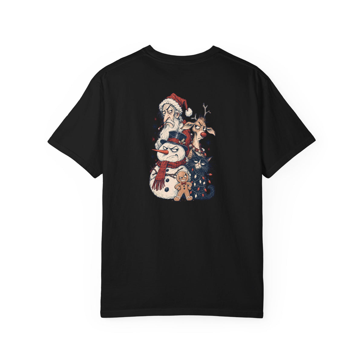 Santa, Snowman & Reindeer Christmas Stack T-shirt | Holiday Character Tee