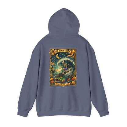 Tarot Surf Hoodie — The Wave Rider Skeleton Surfing Fish, Celestial Ocean Pullover