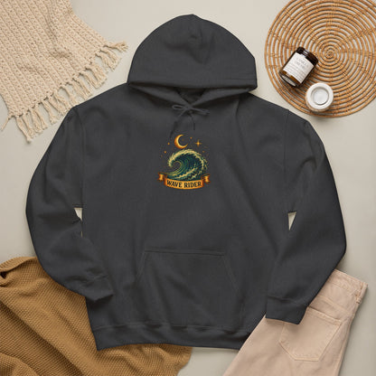 Tarot Surf Hoodie — The Wave Rider Skeleton Surfing Fish, Celestial Ocean Pullover