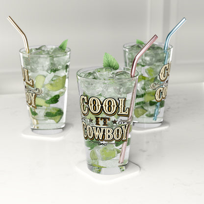 Cool It Cowboy 16oz Pint Glass — Western Cowboy Beer Glass