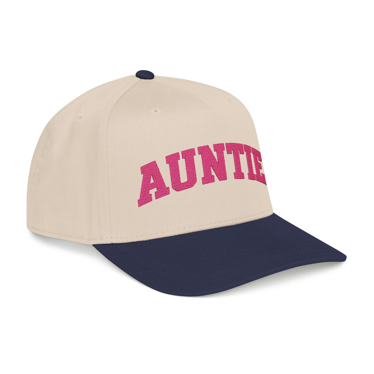 Auntie Baseball Cap — Pink Text Mid-Profile Hat