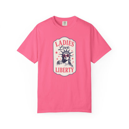 Ladies Love Liberty Statue of Liberty Tee — Fourth of July Independence Day
