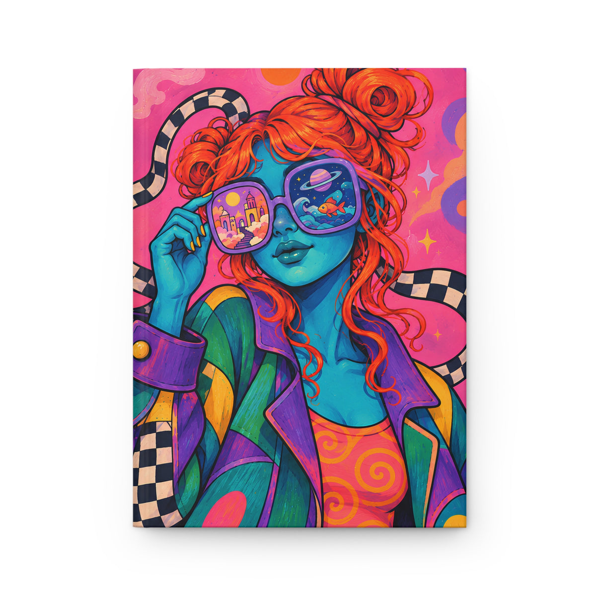 Psychedelic Space Girl Hardcover Journal — Lined Matte Notebook