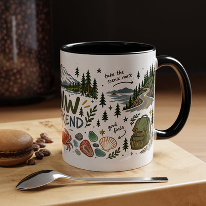 PNW Weekend Accent Coffee Mug — Pacific Northwest Adventure Travel Design (11/15 oz)
