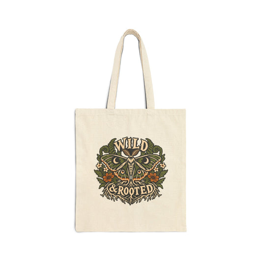 Tote Bag — Wild & Rooted Moth Illustration Canvas Tote