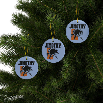 Jimothy Raccoon Illustration Ceramic Ornament | Double-Sided Round Ornament