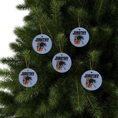 Jimothy Raccoon Illustration Ceramic Ornament | Double-Sided Round Ornament