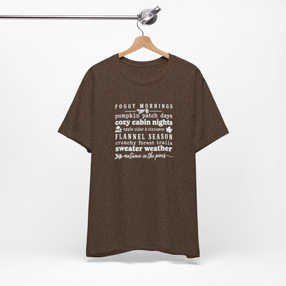 Fall Vibes Tee — "Foggy Mornings, Pumpkin Patch Days" Autumn Graphic Shirt