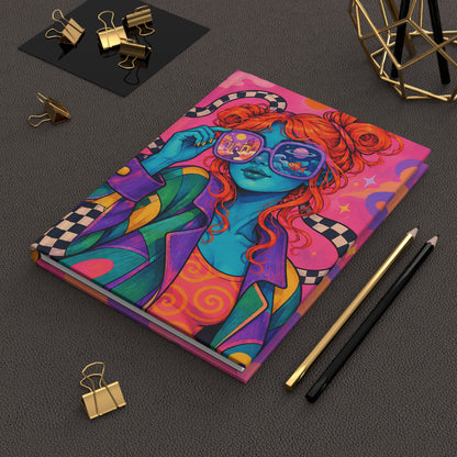 Psychedelic Space Girl Hardcover Journal — Lined Matte Notebook