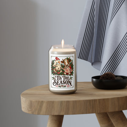 Tis The Season Scented Soy Candle — 13.75oz Holiday Farm Animal Christmas Candle