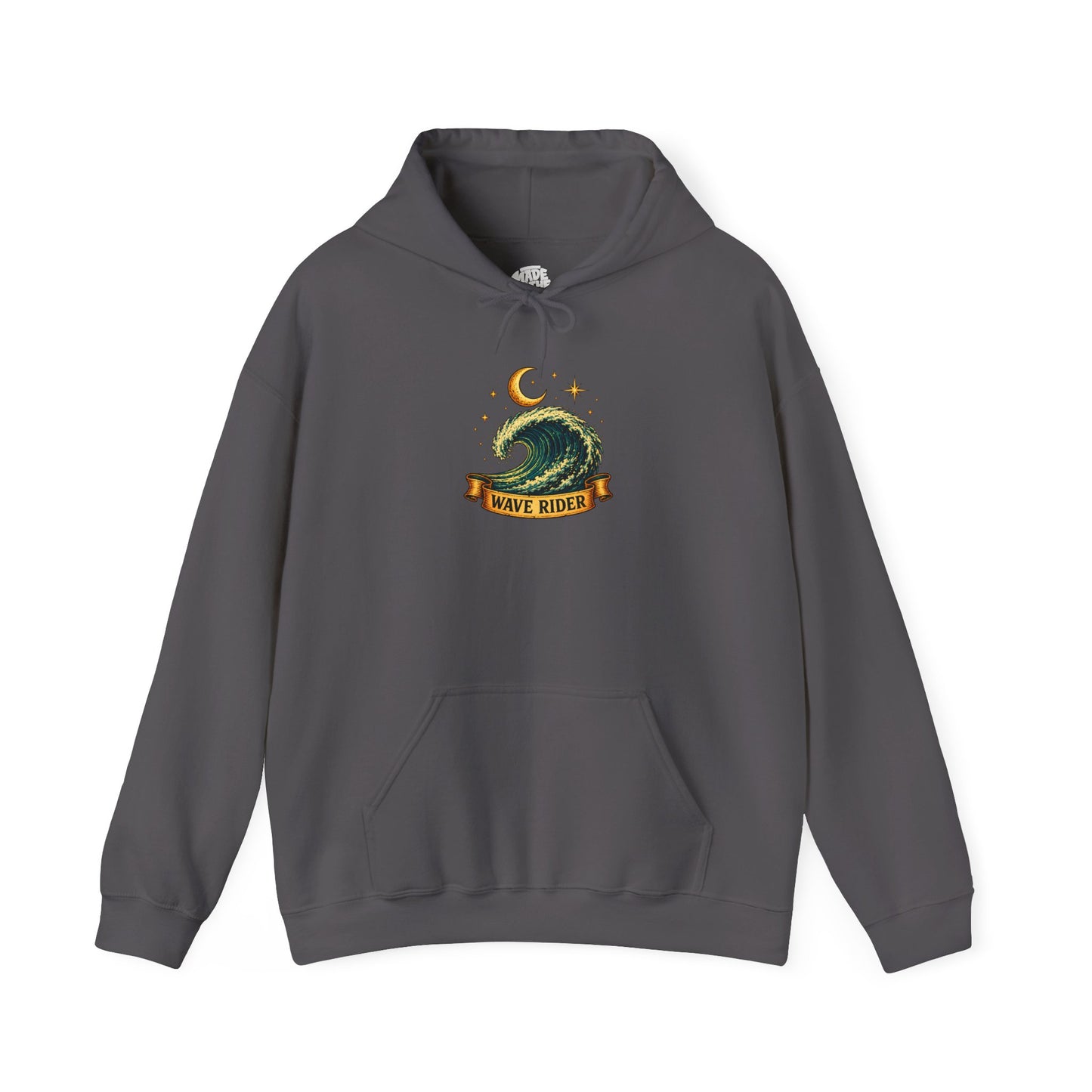 Tarot Surf Hoodie — The Wave Rider Skeleton Surfing Fish, Celestial Ocean Pullover