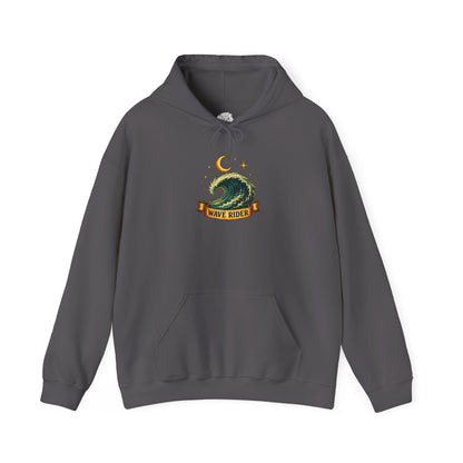Tarot Surf Hoodie — The Wave Rider Skeleton Surfing Fish, Celestial Ocean Pullover