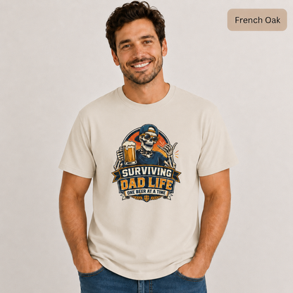 Surviving Dad Life Beer Skeleton Tee | Dad Camping BBQ Father's Day