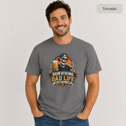 Surviving Dad Life Beer Skeleton Tee | Dad Camping BBQ Father's Day