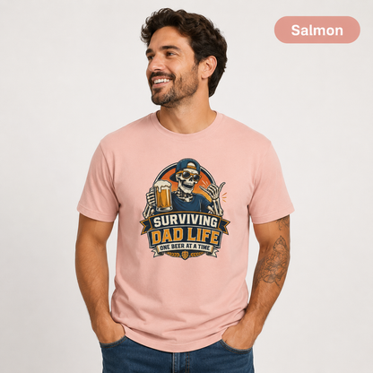 Surviving Dad Life Beer Skeleton Tee | Dad Camping BBQ Father's Day