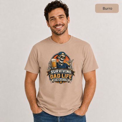 Surviving Dad Life Beer Skeleton Tee | Dad Camping BBQ Father's Day