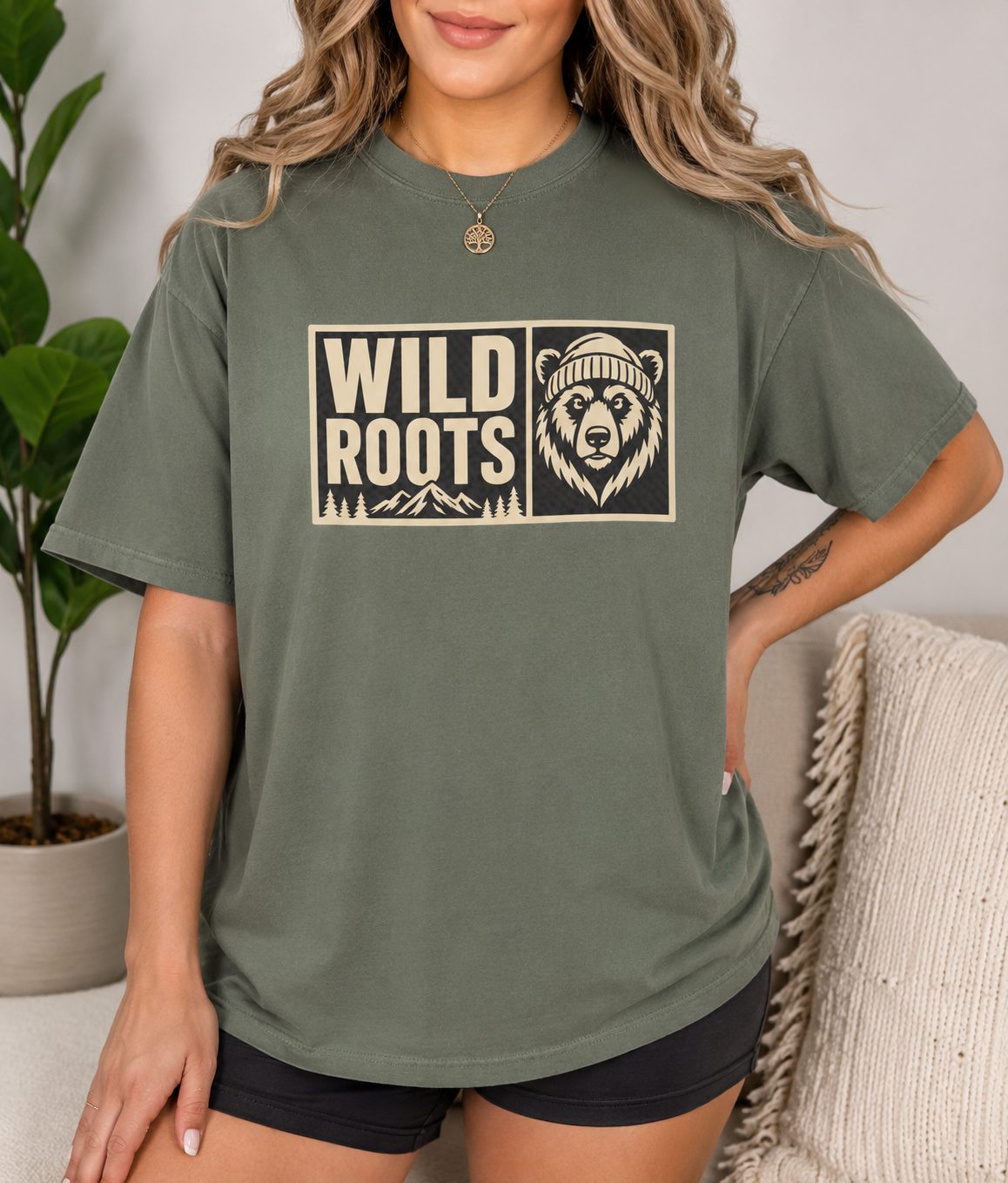 Wild Roots Bear Logo T-Shirt | Mountain Nature Outdoors, Comfort Colors
