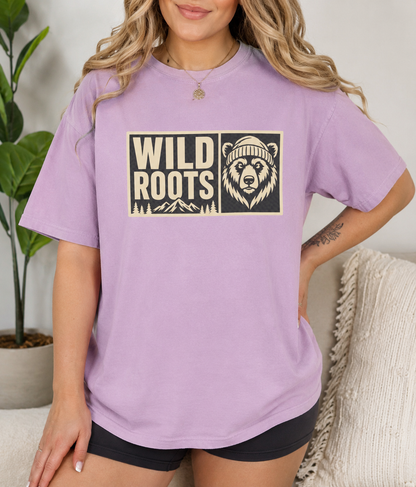 Wild Roots Bear Logo T-Shirt | Mountain Nature Outdoors, Comfort Colors