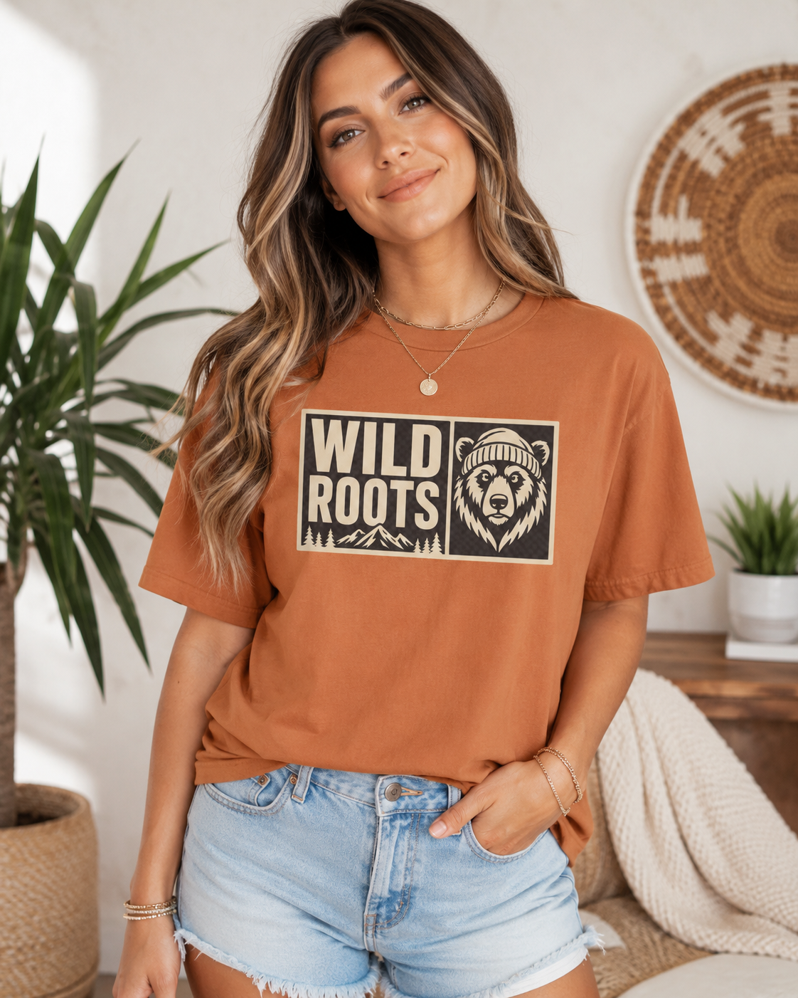 Wild Roots Bear Logo T-Shirt | Mountain Nature Outdoors, Comfort Colors