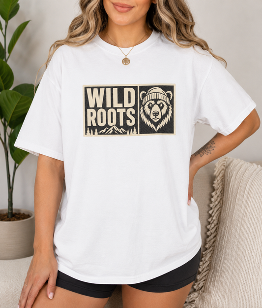 Wild Roots Bear Logo T-Shirt | Mountain Nature Outdoors, Comfort Colors